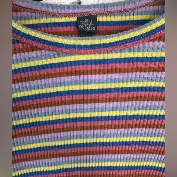 Wild Fable Cropped Long Sleeve Top Multi Color Stripes Size S - Picture 2 of 8